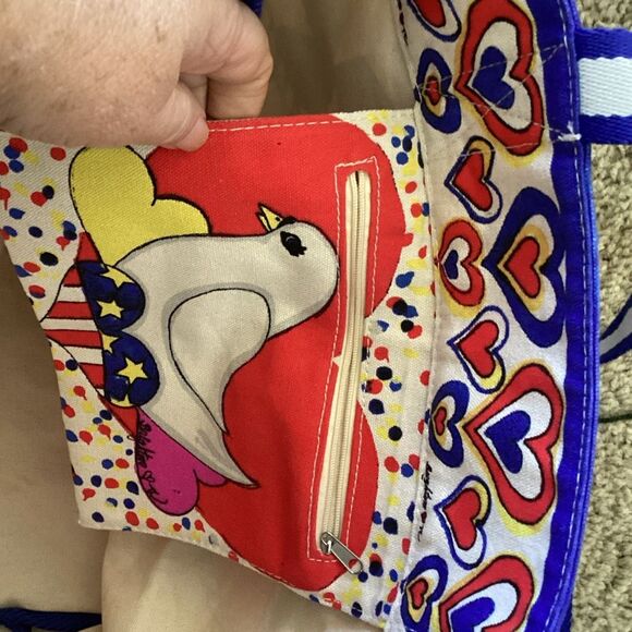 Brighton Star Spangled Hearts Canvas Shopper Tote Beach Bag Purse Fashion Runway - Picture 8 of 8